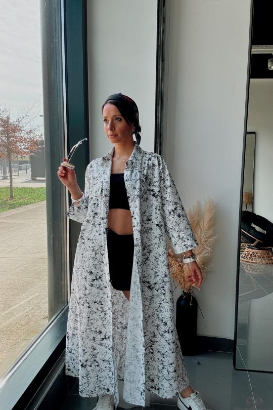 Robes longues Femme Noir blanc FENOMEN AGL004-000-BL Efashion Paris