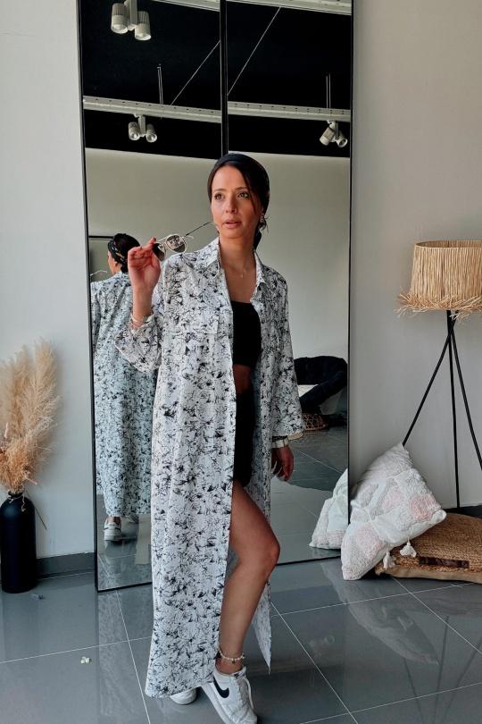 Robes longues Femme Noir blanc FENOMEN AGL004-000-BL Efashion Paris