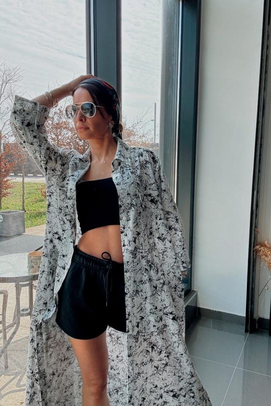 Robes longues Femme Noir blanc FENOMEN AGL004-000-BL Efashion Paris