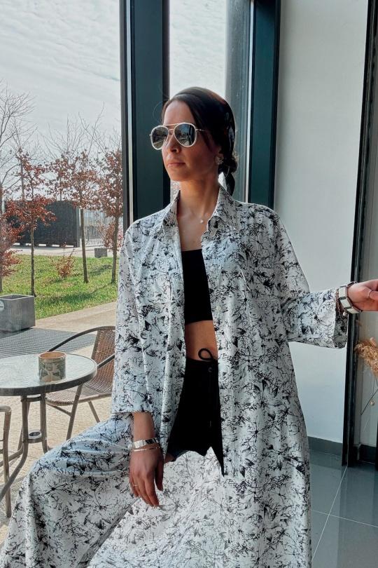 Robes longues Femme Noir blanc FENOMEN AGL004-000-BL Efashion Paris