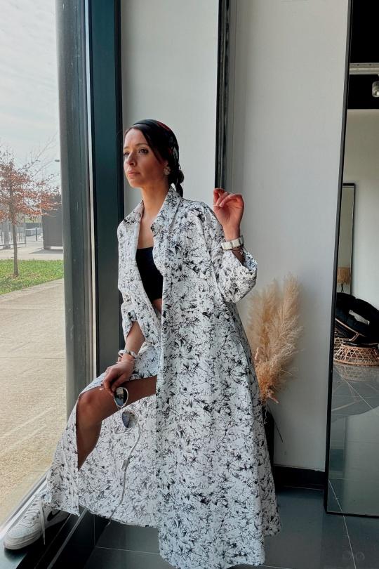 Robes longues Femme Noir blanc FENOMEN AGL004-000-BL Efashion Paris