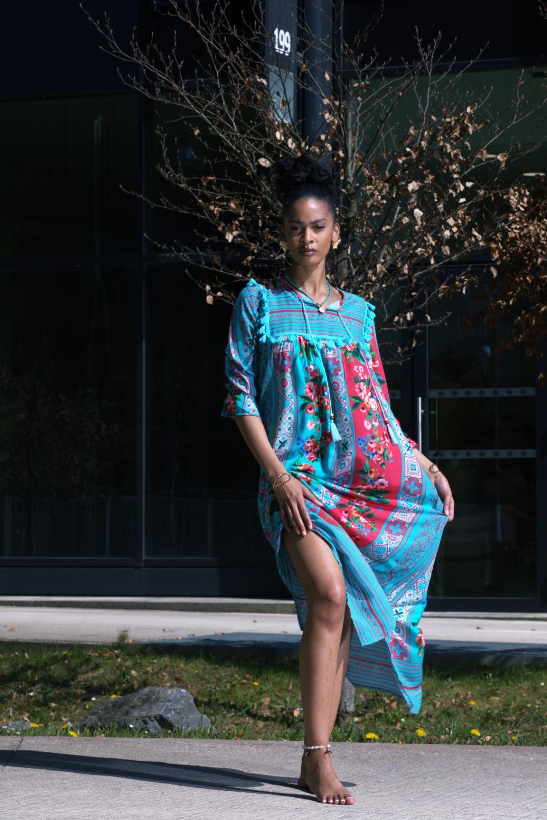 Abiti maxi Donna Blue FENOMEN 118-EL-BLEU #c Efashion Paris