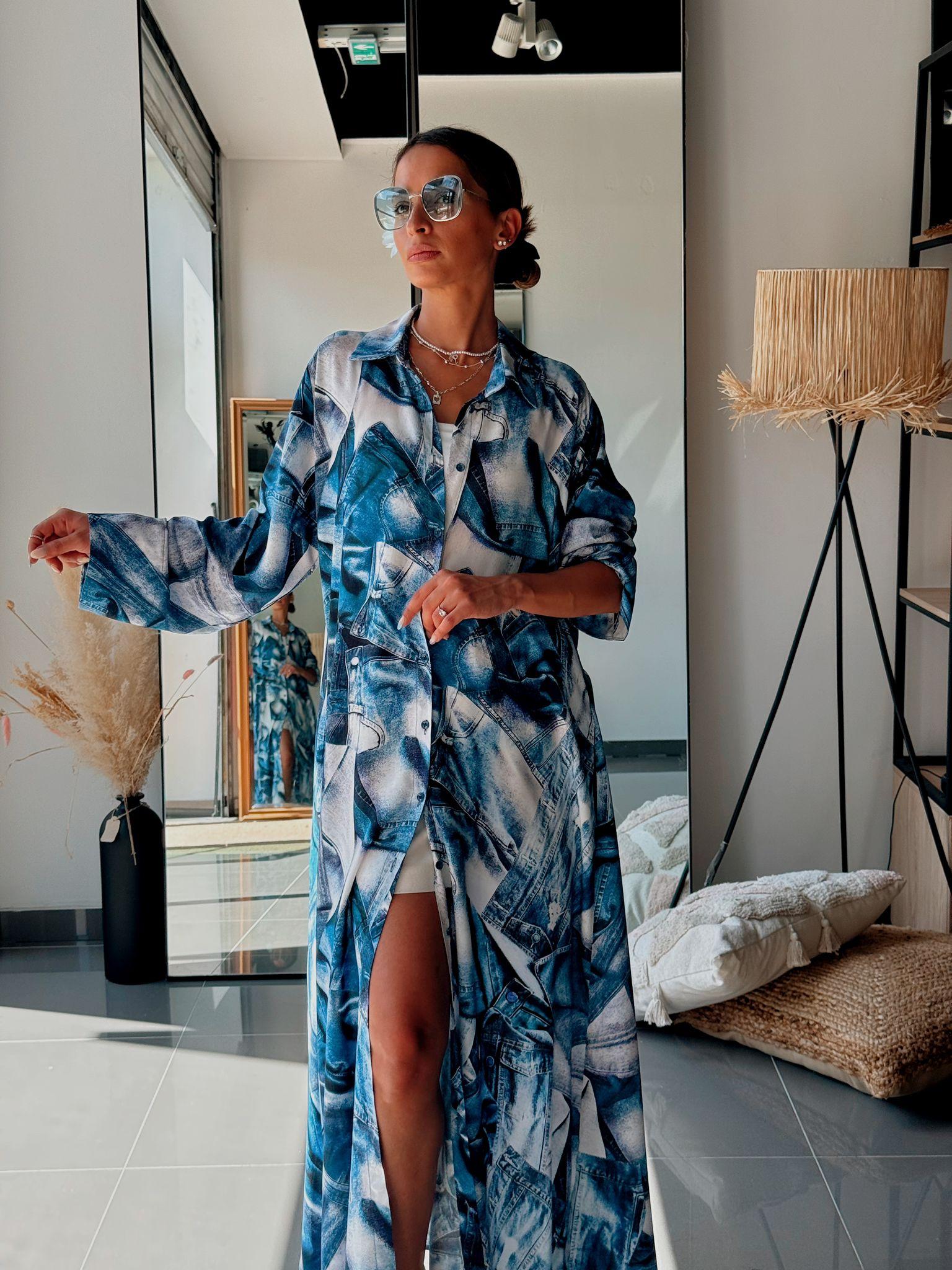 Robes longues Femme Bleu FENOMEN TN-001-JEANS #c Efashion Paris