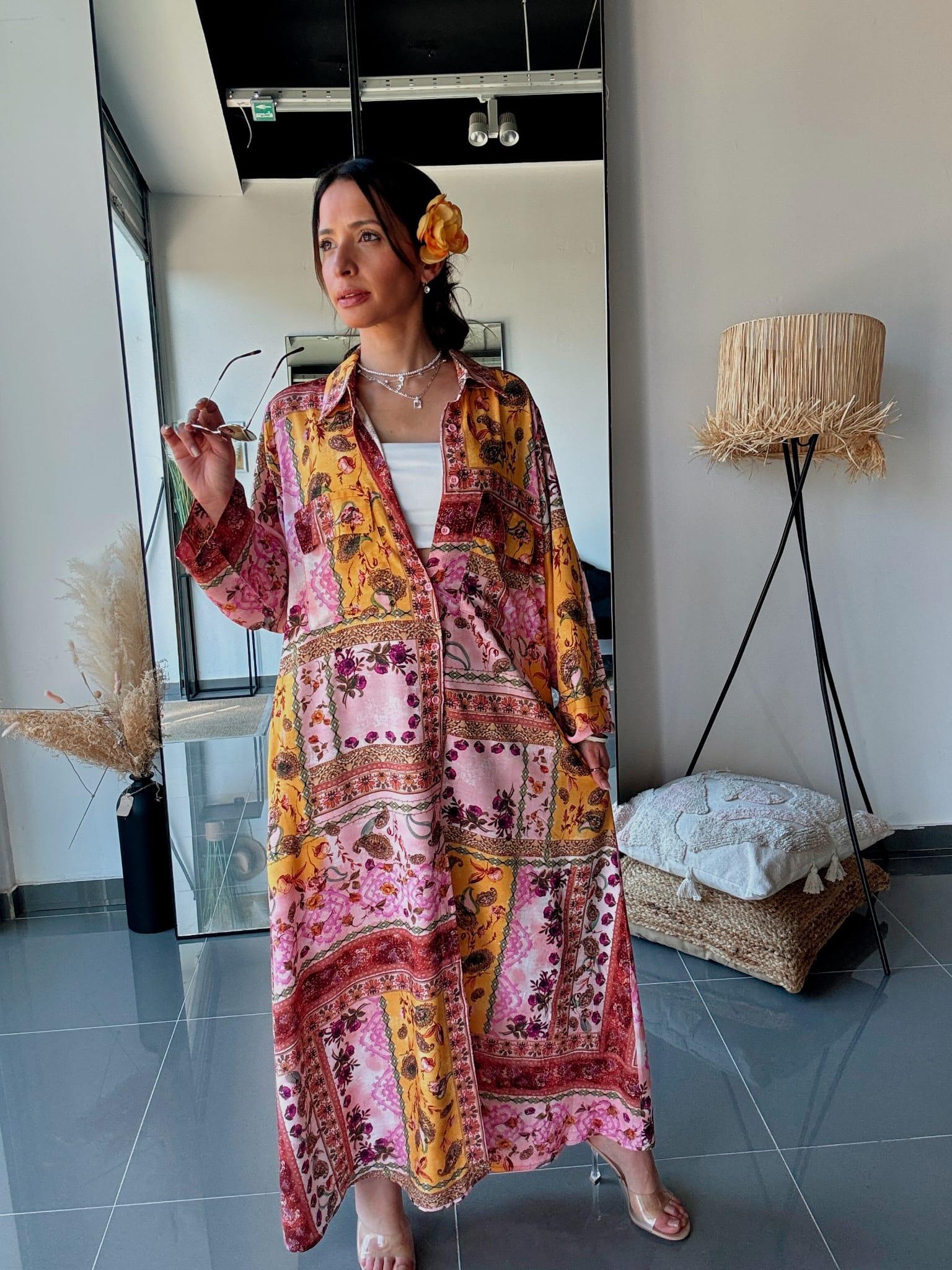 Robes longues Femme Rose FENOMEN ATN001-RSFLRS #c Efashion Paris