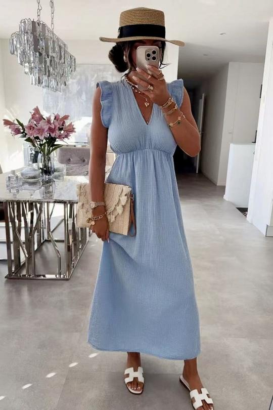 Robes longues Femme Bleu ciel ISSYMA 7788 Efashion Paris
