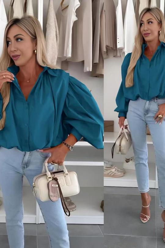 Chemises Femme Bleu canard ISSYMA 5138 Efashion Paris