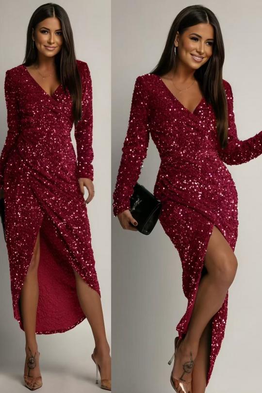 Robes de soirée Femme Bordeau/Rouge ISSYMA 2821 Efashion Paris