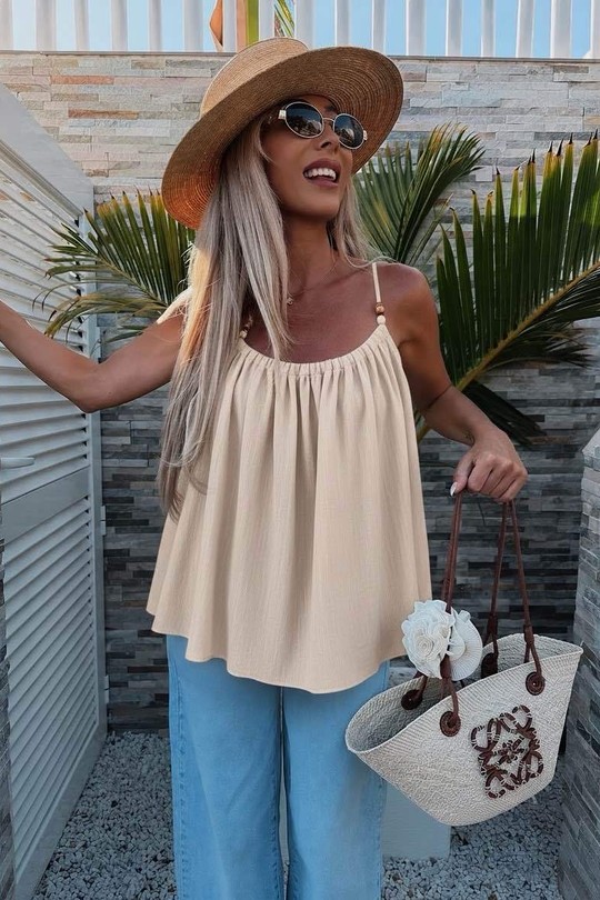 Débardeurs Femme Marron ISSYMA 90030perle Efashion Paris
