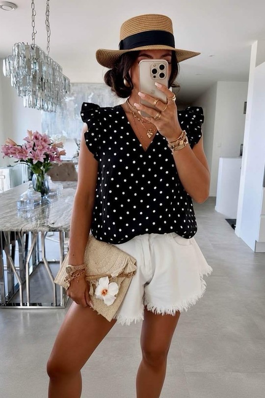 Tops Femme Blanc ISSYMA 696pois Efashion Paris