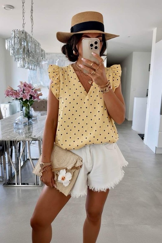 Tops Femme Blanc ISSYMA 696pois Efashion Paris