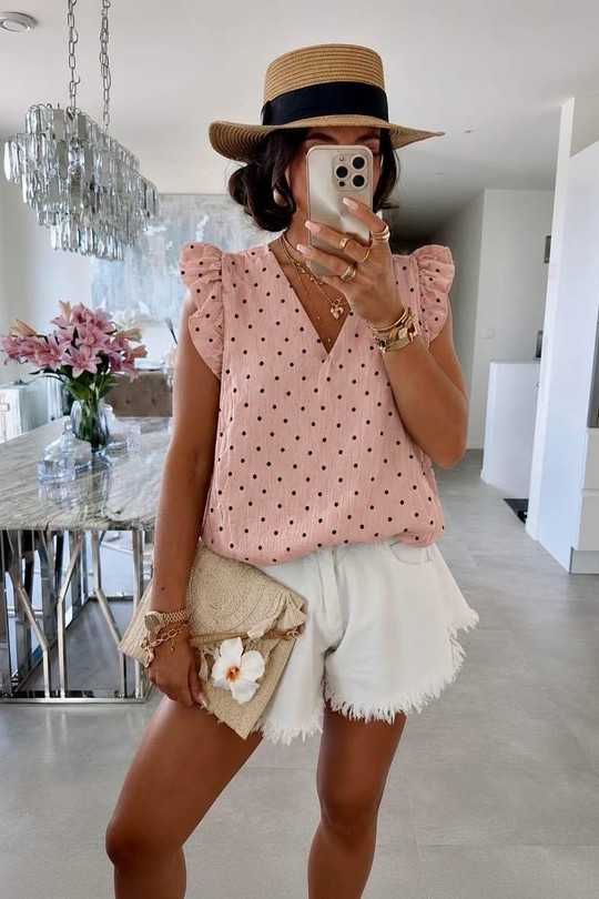 Tops Femme Blanc ISSYMA 696pois Efashion Paris