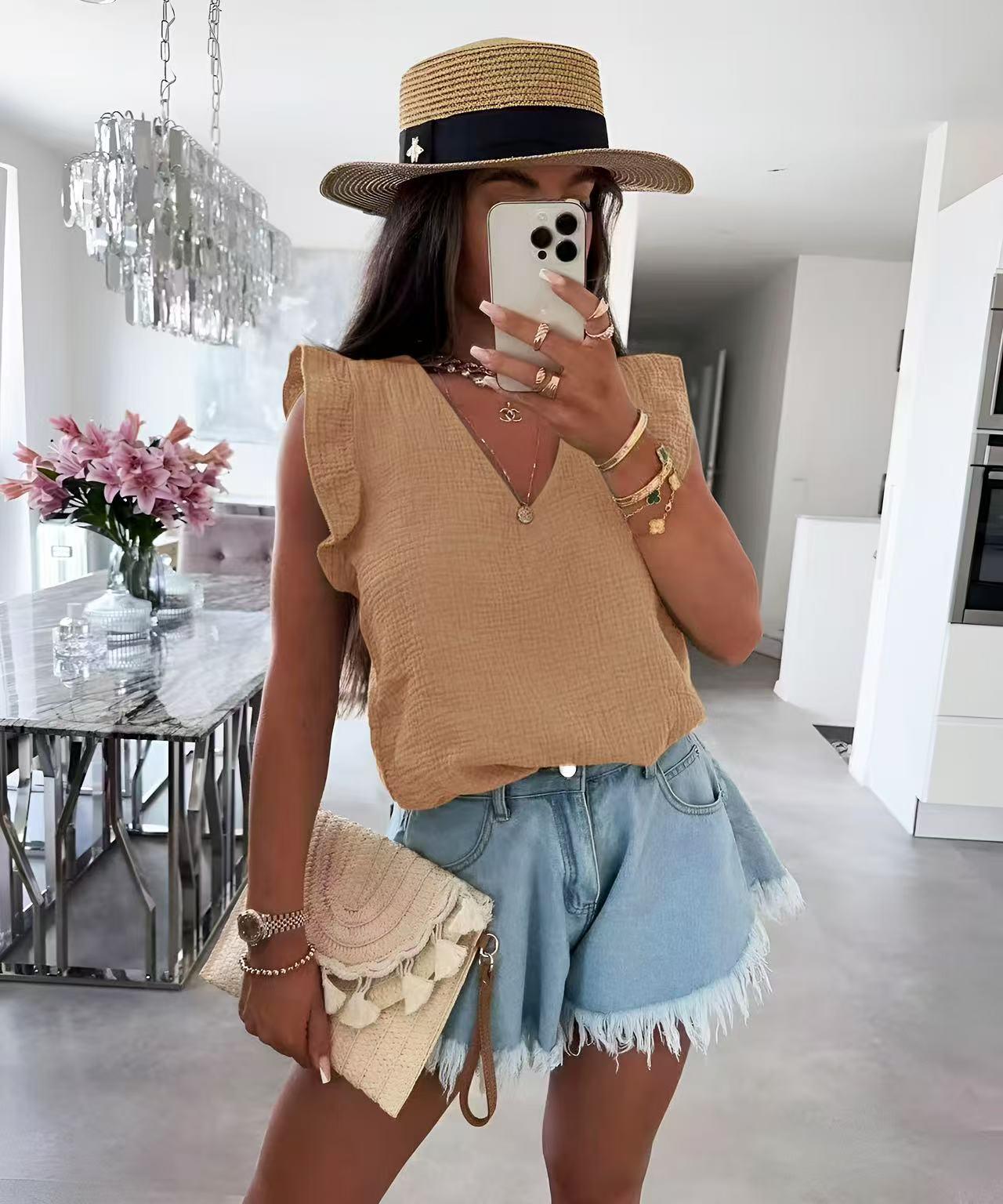 Tops Femme Camel ISSYMA 7766 #c Efashion Paris