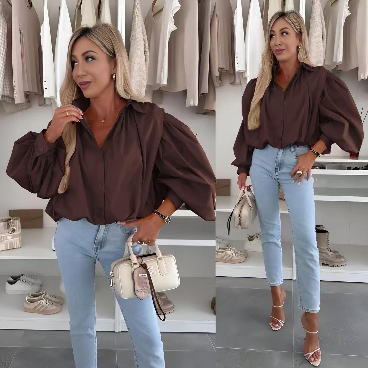 Chemises Femme Marron ISSYMA 5138 #c Efashion Paris