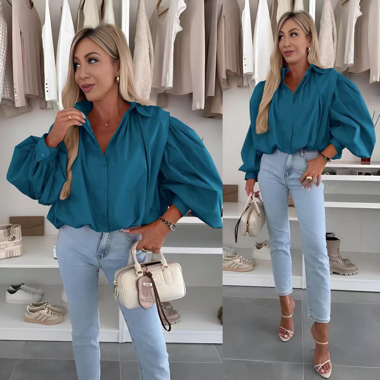 Chemises Femme Bleu canard ISSYMA 5138 #c Efashion Paris