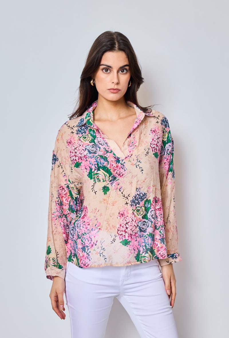 EDP-070608 BLACK COLLAR ROSE BLOUSE main image 0