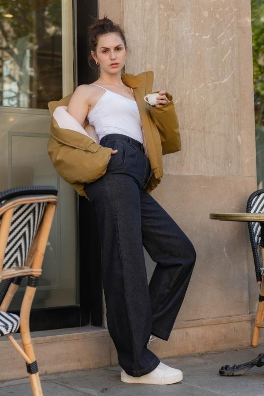Trousers Women Navy blue Kzell 3565 Efashion Paris