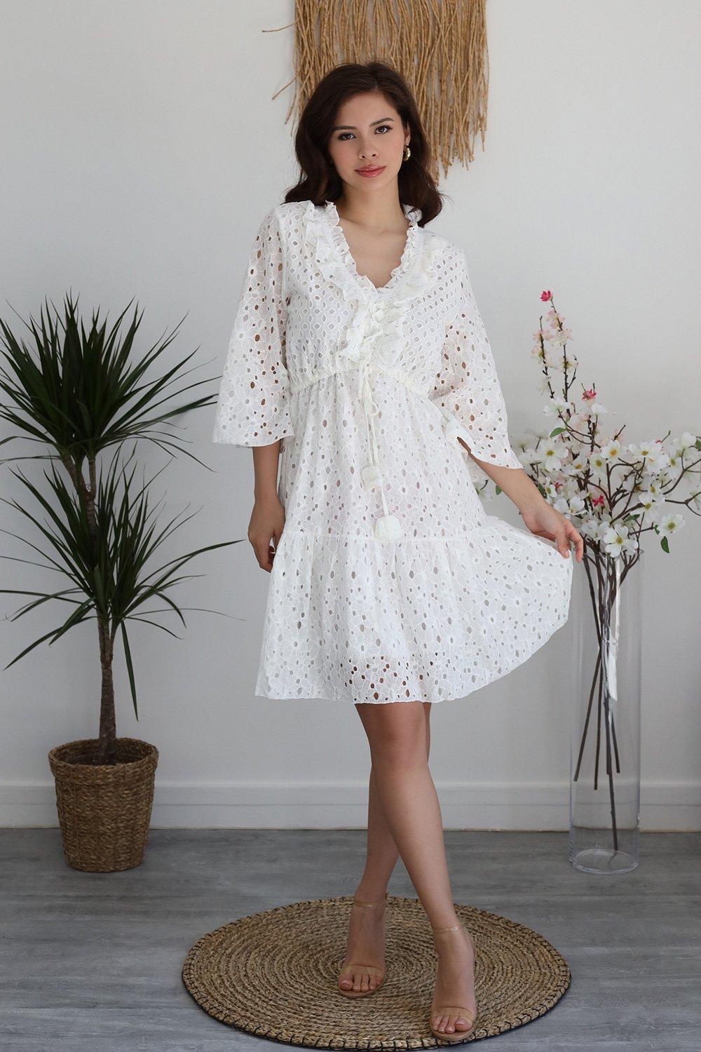 Midi dresses Women White/ecru Esprit Jessica ER24001 ROBE FANTA #c Efashion Paris