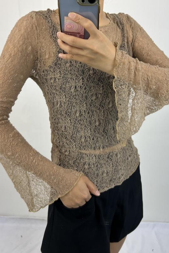 Tops Femme Taupe AIKHA 05-3514 Efashion Paris