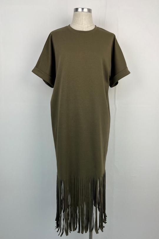 Midi dresses Women Khaki AIKHA 02-3518 Efashion Paris