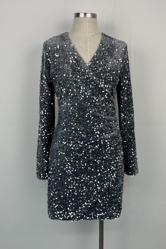 Robes courtes Femme Gris AIKHA 02-3573 Efashion Paris