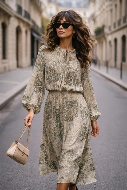 Robes longues Femme Rose AIKHA 02-3628 Efashion Paris