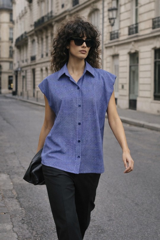 Chemises Femme Bleu AIKHA 05-3669 Efashion Paris