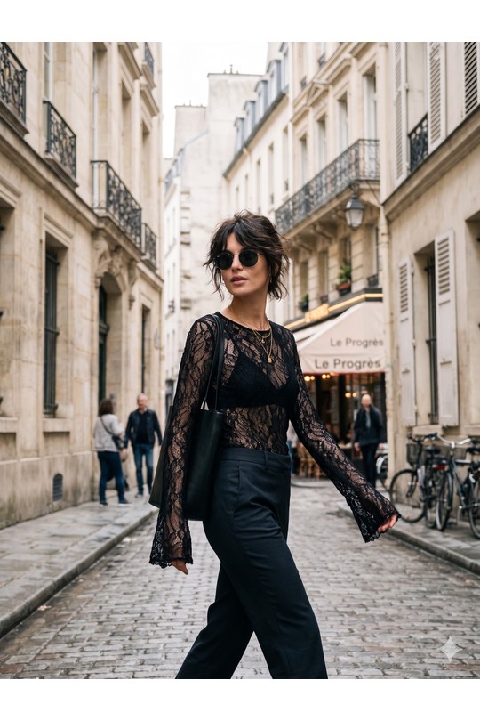 Tops Femme Noir AIKHA 05-3671 Efashion Paris