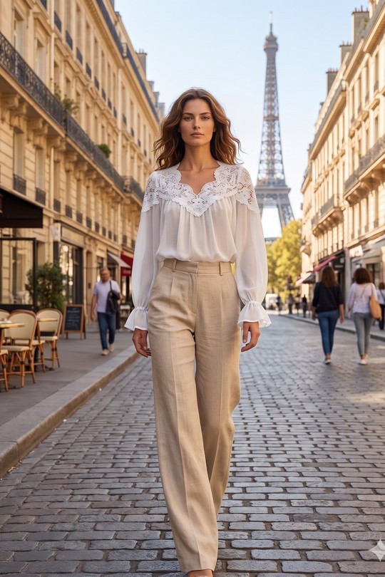 Blouses Femme Blanc AIKHA 05-3726 Efashion Paris