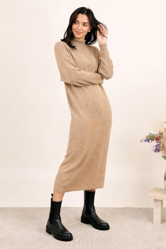 Maxi dresses Women Beige AISABELLE R3312-1 Efashion Paris