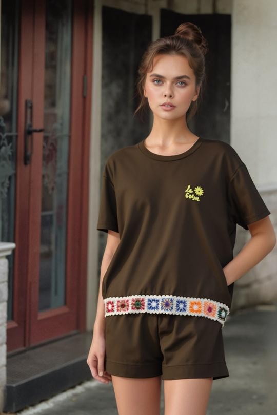 Completi Donna Brown Amy&Clo in vogue PR23338 Efashion Paris