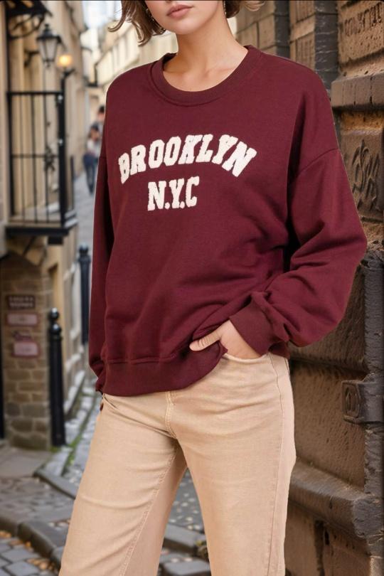Felpa Donna Burgundy Amy&Clo in vogue PR90384 Efashion Paris