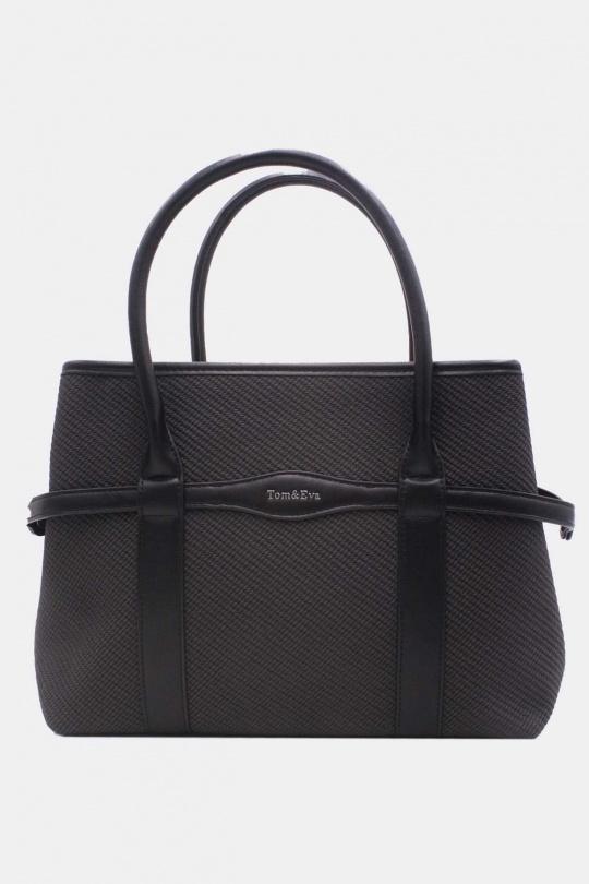 Cabas Maroquinerie Noir Tom & Eva 25B-6153 Efashion Paris