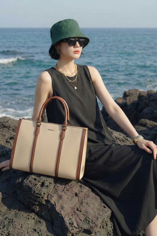 Cabas Maroquinerie Beige Tom & Eva 25B-6348 Efashion Paris