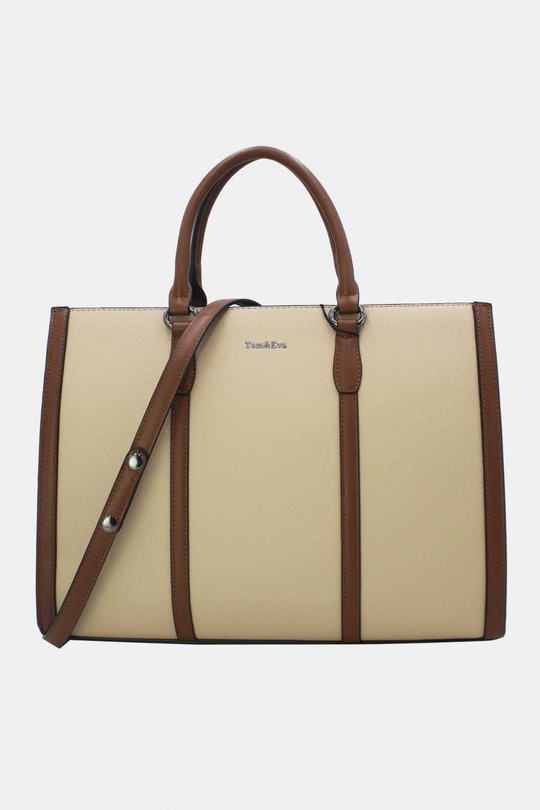 Cabas Maroquinerie Beige Tom & Eva 25B-6348 Efashion Paris