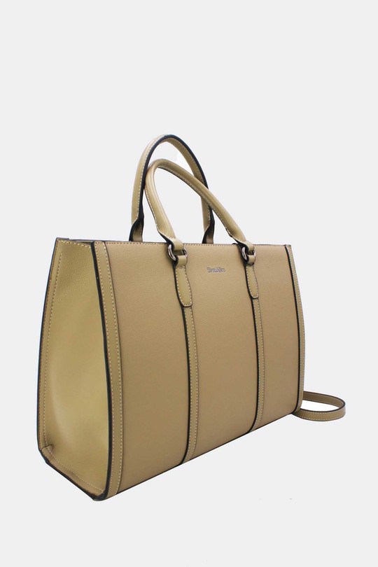 Cabas Maroquinerie Beige Tom & Eva 25B-6348 Efashion Paris