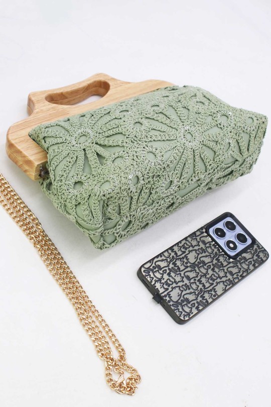 Pochettes Maroquinerie Vert Tom & Eva 25B-6279 Efashion Paris