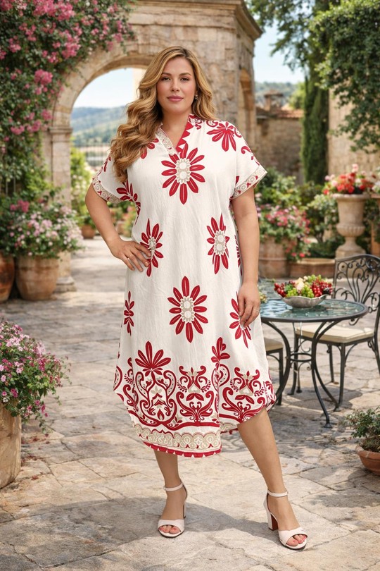 Robes mi-longues Femme Rouge OOKA 13250 Efashion Paris