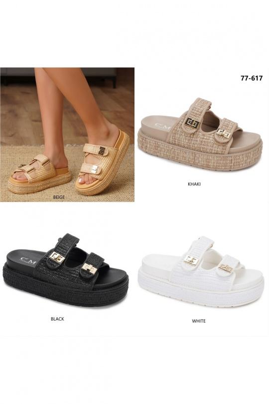 De cuña Zapatos Beige C'M Paris 77-617 Efashion Paris