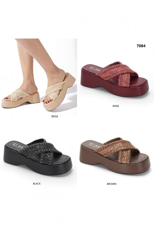 Wedges Shoes Brown C'M Paris 7084 Efashion Paris