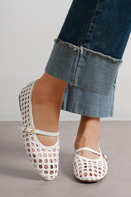 Ballerines Chaussures Blanc C'M Paris 77-677 Efashion Paris