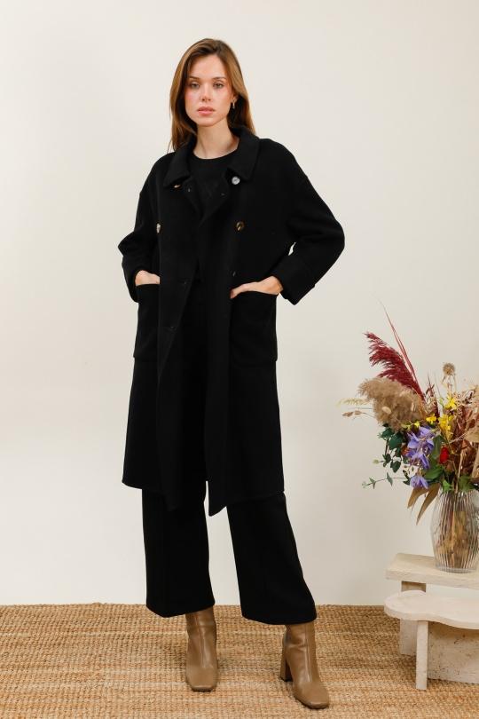 Manteaux Femme Noir SOGGO 8605 Efashion Paris