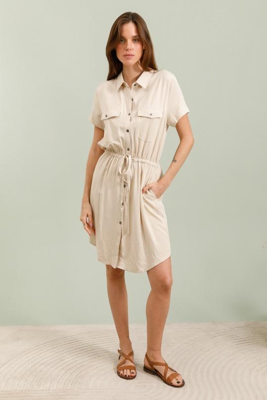 Short dresses Women Beige FEELOOK FFF08 Efashion Paris