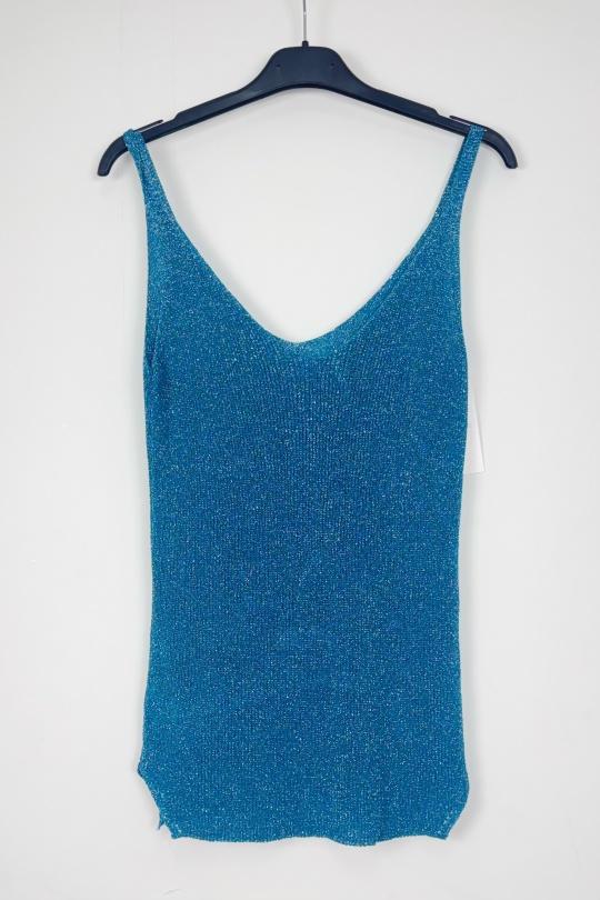 Camisetas sin mangas Mujer Peacock blue FEELOOK 843 Efashion Paris
