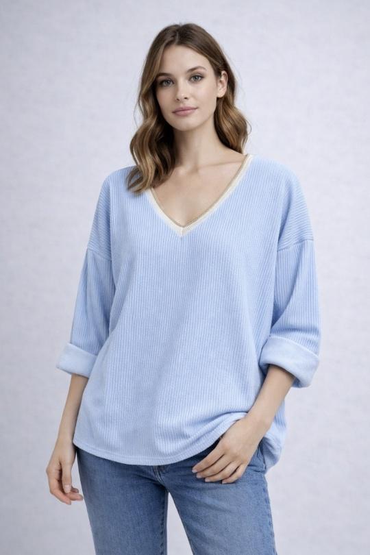 Tops Femme Bleu ciel FEELOOK 91176 Efashion Paris