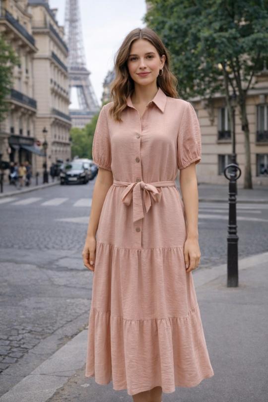 Robes longues Femme Rose FEELOOK 803 Efashion Paris