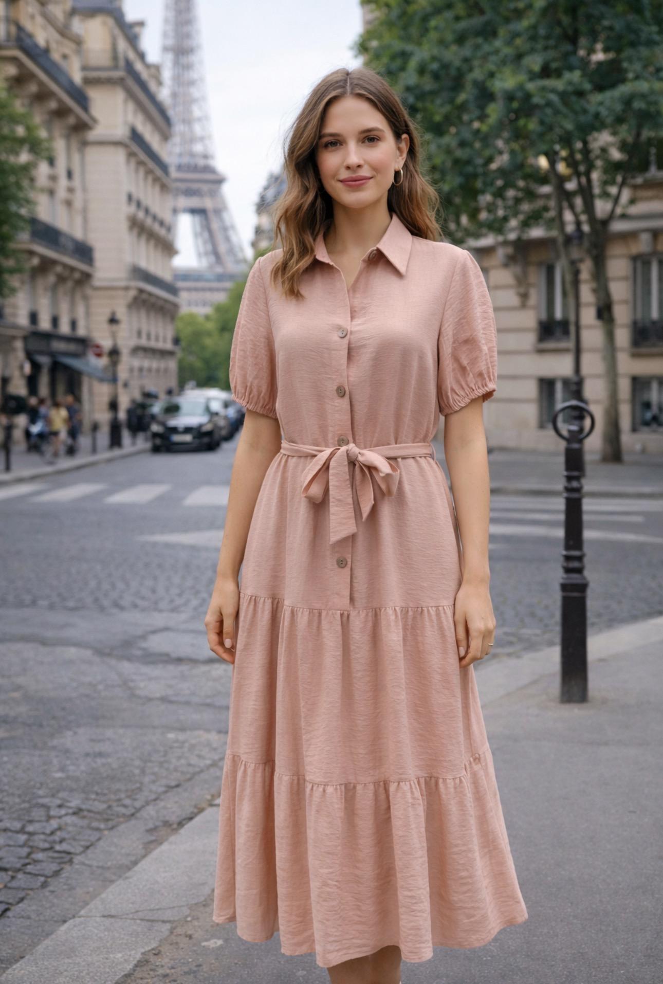 Robes longues Femme Rose FEELOOK 803 #c Efashion Paris