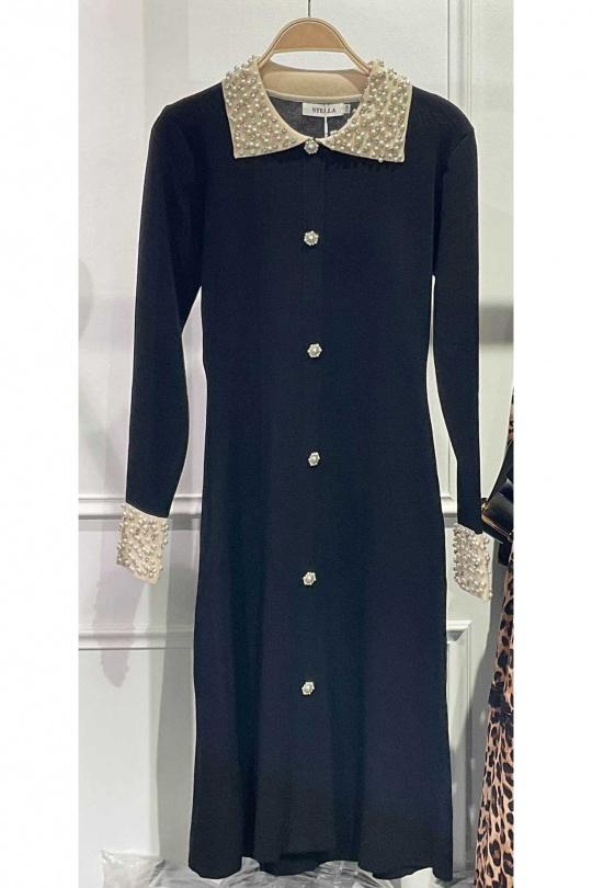 Robes mi-longues Femme Noir STELLA TY25132 Efashion Paris