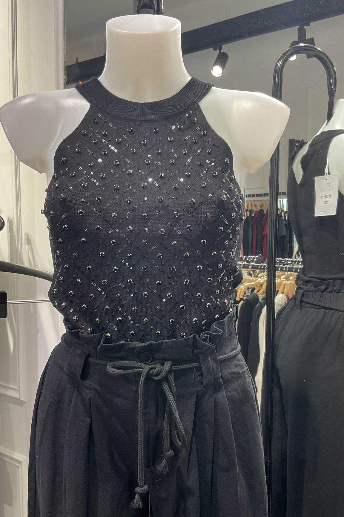 Tops Femme Noir STELLA TY25137 #c Efashion Paris
