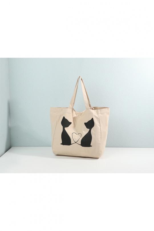 Cabas Maroquinerie Taupe Marolys 1683470 CHAT Efashion Paris