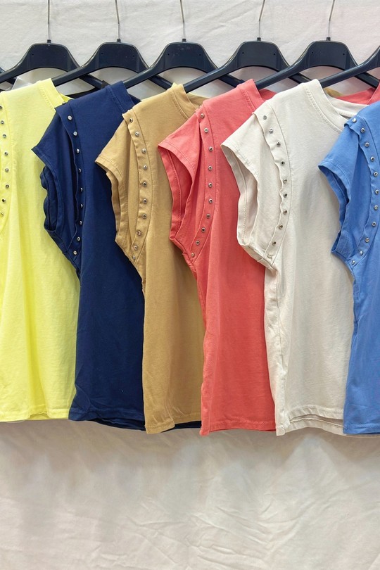 T-shirts Femme Beige mylee 20653_TsClous Efashion Paris